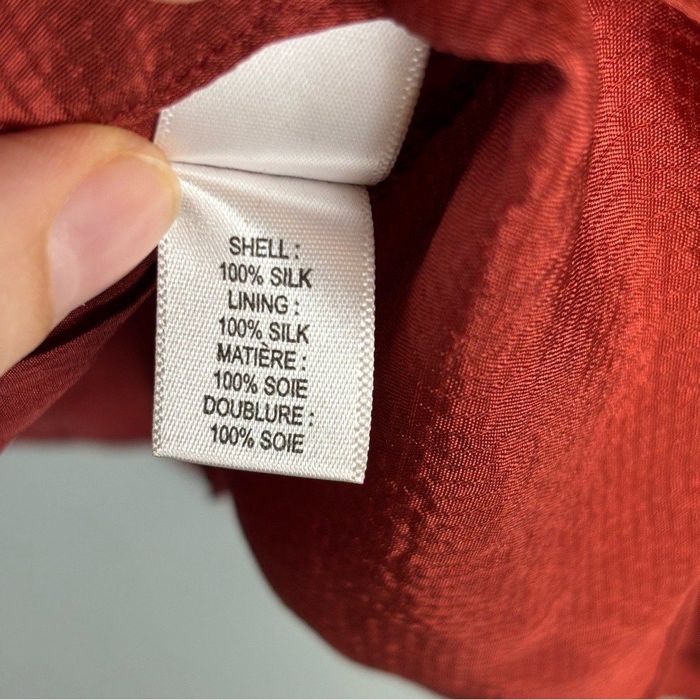 Vera Wang Lavender Label sz 6 Silk Pleated A-Line Skirt Bow Red - Picture 9 of 10